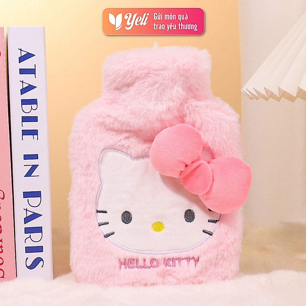 Túi chườm nóng lạnh Capybara, Hello Kitty, Lotso, Cinnamonroll vải nhung mịn 500ml, Túi chườm ấm bụng ngày dâu
