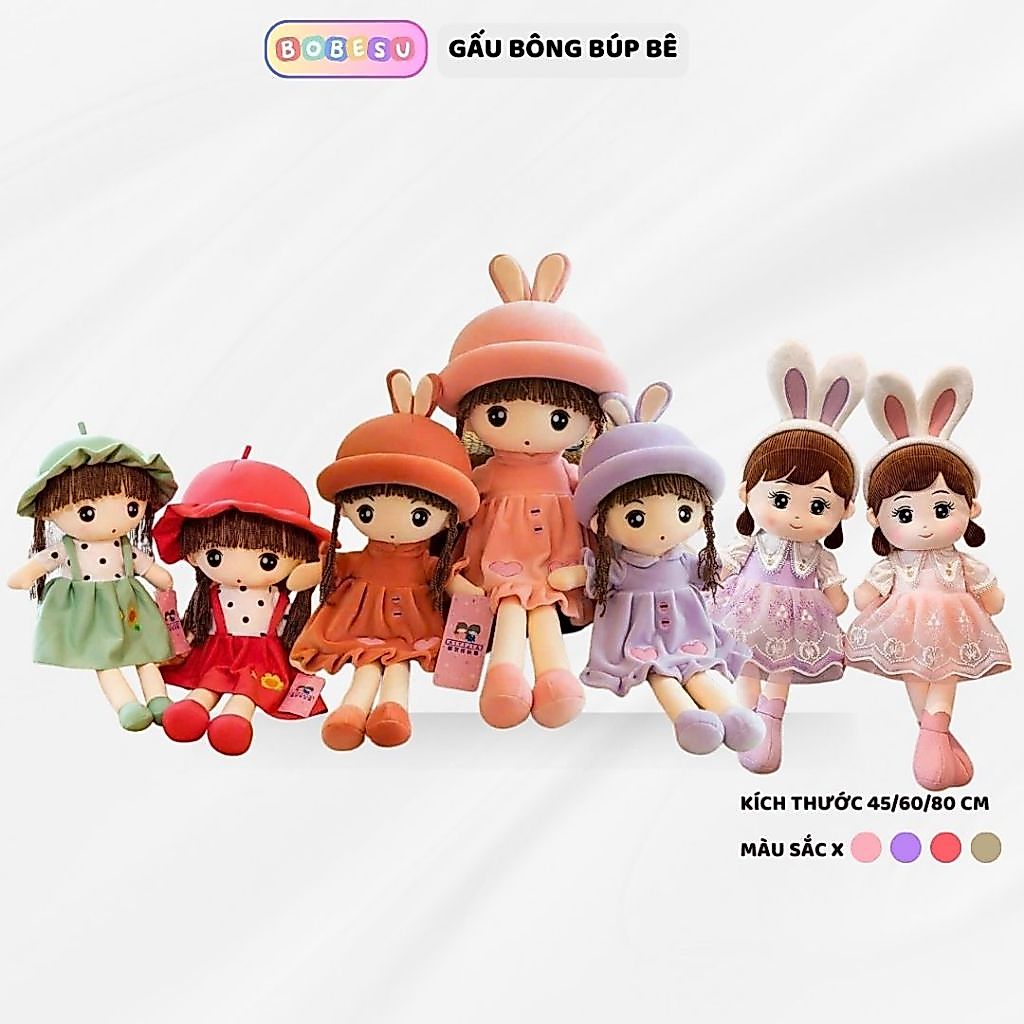 Gấu bông búp bê mũ tai thỏ dễ thương búp bê nhồi bông cao cấp trang phục có thể tháo rời quà tặng cho bé đáng yêu