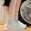 PNPIA- Gothic Nơ Rỗng Ra Sos Nữ Tính Ren Nơ Ngọt Ngào Choàng Phi Hành Đoàn Rời Sox Mùa Hè Mỏng Thoáng Khí Giữa Ống Stoings Quà Tặng