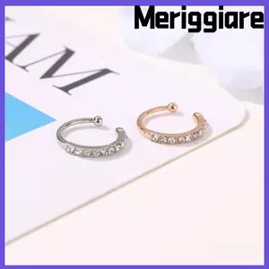 MERIGGIARE 1 Bông Tai Full Kim Cương, Unisex Xoắn Sụn Kẹp Trên Vòng Đeo Tai, Bạc Vàng Không Xuyên Khóa Tai Nam