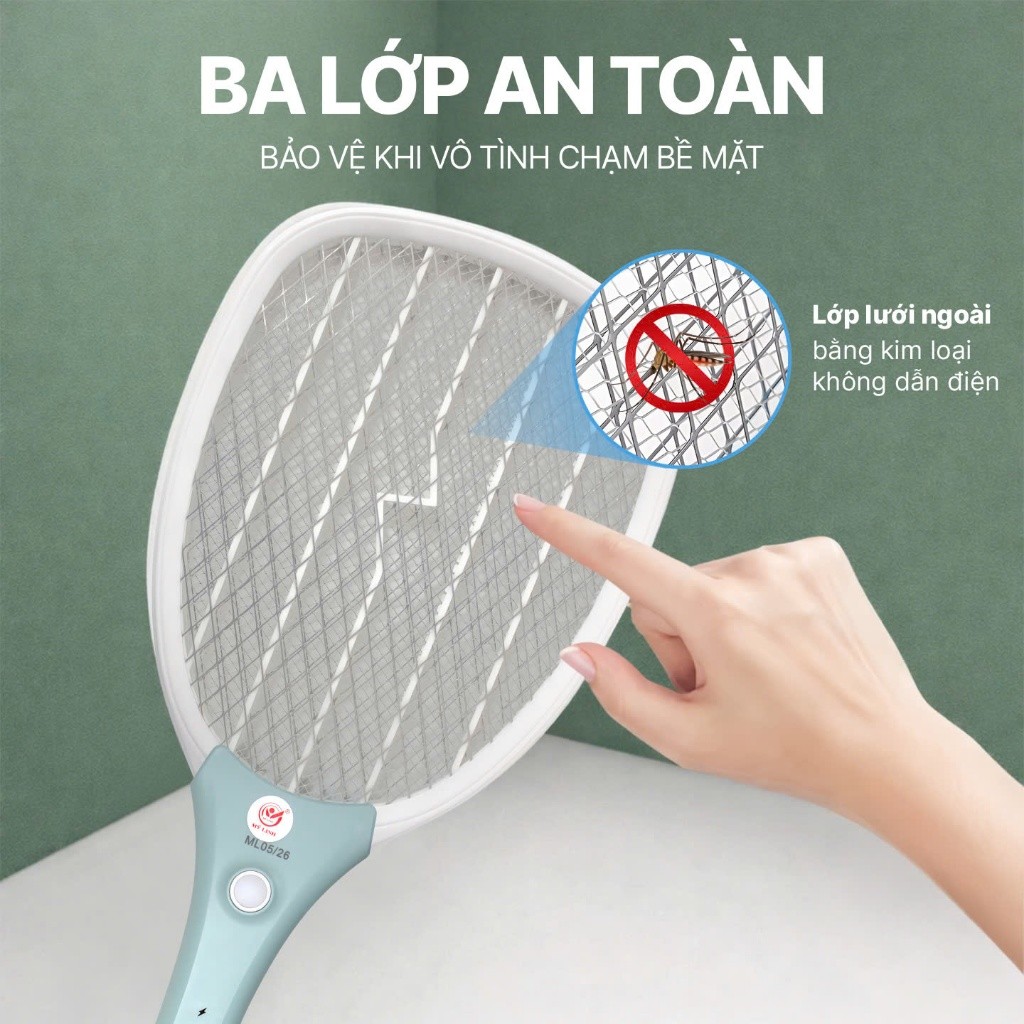 Vợt bắt muỗi cao cấp ML68 có đèn led, vợt muỗi thông minh chân sạc gấp gọn tiện lợi, an toàn