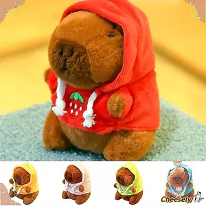 Đồ chơi sang trọng CHEESELY, Capybara với đôi cánh Búp bê mô phỏng, Áo Hoodie mềm Kích thước nhỏ Thú nhồi bông Mặt dây chuyền sang trọng cho quà tặng trẻ em