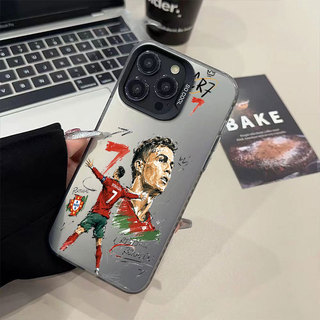 Ốp lưng iPhone Bồ Đào Nha họa tiết Ronaldo phủ kim loại IMD iP 17 16 15 14 13 12 11 Pro Max Plus X Max 7 8 Plus Air