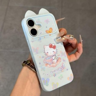 Ốp lưng tai mèo áo lông vũ gradient tím kem chống sốc mềm hot thích iPhone 16/17 Pro Max/15 Pro Max/14/13/12/11/X/XS Max