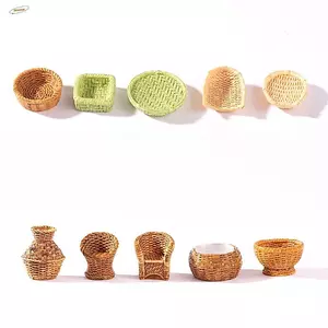 ZENZON Mô Phỏng Giỏ Tre, Giỏ Mô Phỏng Nhà Búp Bê Thu Nhỏ, Trang Trí Nhà Cửa Thùng Rác Mô Hình Nhựa Đồ Trang Trí Nội Thất Đồ Trang Trí