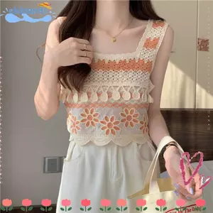 Áo Crop Top EBINLANDS, Áo Vest dệt kim không tay, họa tiết thêu hoa văn thanh lịch cổ điển dành cho nữ