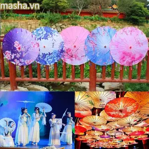 Quạt Dù, 56cm Phong Cách Cổ Trung Quốc Chống Đỡ Nhảy Dù, Chất Lượng Cao 10 Màu Vải Lụa Tua Rua Cổ Điển Phong Cách Nhật Bản Dù Nhảy Hiệu Suất