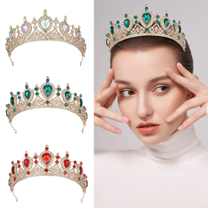 Phong Cách Châu Âu Baroque Cô Dâu Công Chúa Vương Miện Lớn Pha Lê Thủy Tinh Vương Miện Kim Cương Chụp Ảnh Đám Cưới Mũ Cô Dâu