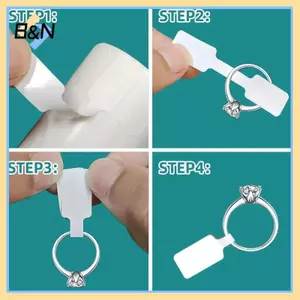 B & N 500 Cái / Cuộn Giá Stiers Thẻ Giá Trang Sức Tự Dính Trắng nk Stier Vòng Giấy Kraft Nelace Bông Tai Giá Nhãn.