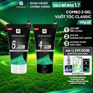Combo 2 Gel vuốt tóc nam Romano Classic giữ nếp lâu và giữ nếp siêu cứng 150g/chai