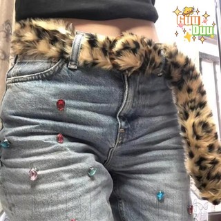 [GuuDuu] Thắt lưng họa tiết da báo, dây lông thú giả – Xu hướng Y2K & Retro – Phù hợp quần Jean và váy nữ