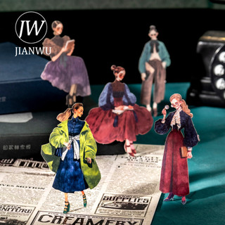 JIANWU Vintage Thời Trang Vòng Tròn Series Retro Nhân Vật Phong Cảnh Chất Liệu Cắt Dán Sổ Lưu Niệm Nhãn Dán Sáng Tạo Tạp Chí Văn Phòng Phẩm