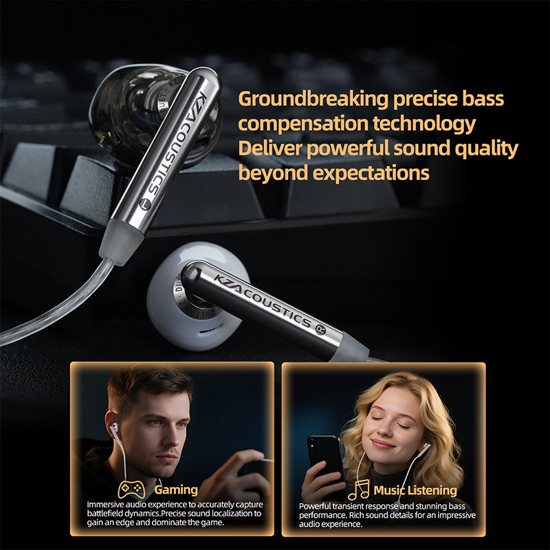 KZ Duet tai nghe nhét tai 2 driver dynamic, dây 3.5mm/Type-C, HD, 2 mic