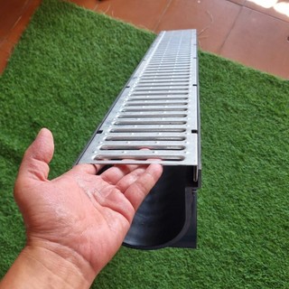 Máng rãnh cống thoát nước nhựa ID100x100mm nắp HDPE Inox Thép mạ kẽm giảm lắng thoát nhanh dễ bảo trì