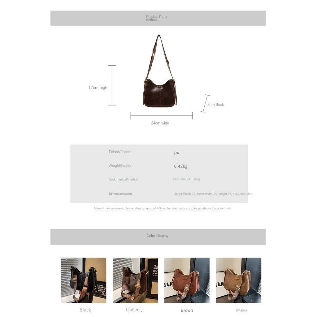 New Women's Bag Trendy High-End Fashion Crossbody Bag Retro This Year's Popular Wide Strap Shoulder Bucket Bag