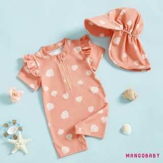 MG-Toddler Girls Rash Guard Đồ bơi Playsuits Tay ngắn Nàng tiên cá / Vỏ In Đồ tắm trẻ em có nắp bơi