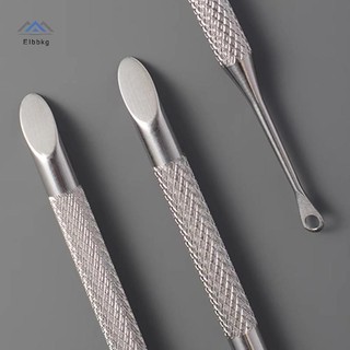 ELBBKG Dụng cụ tẩy tế bào chết bằng thép không gỉ hai đầu Dụng cụ tẩy tế bào chết Dụng cụ làm sạch da chết Xẻng hình tròn vát Bút làm móng tay mới