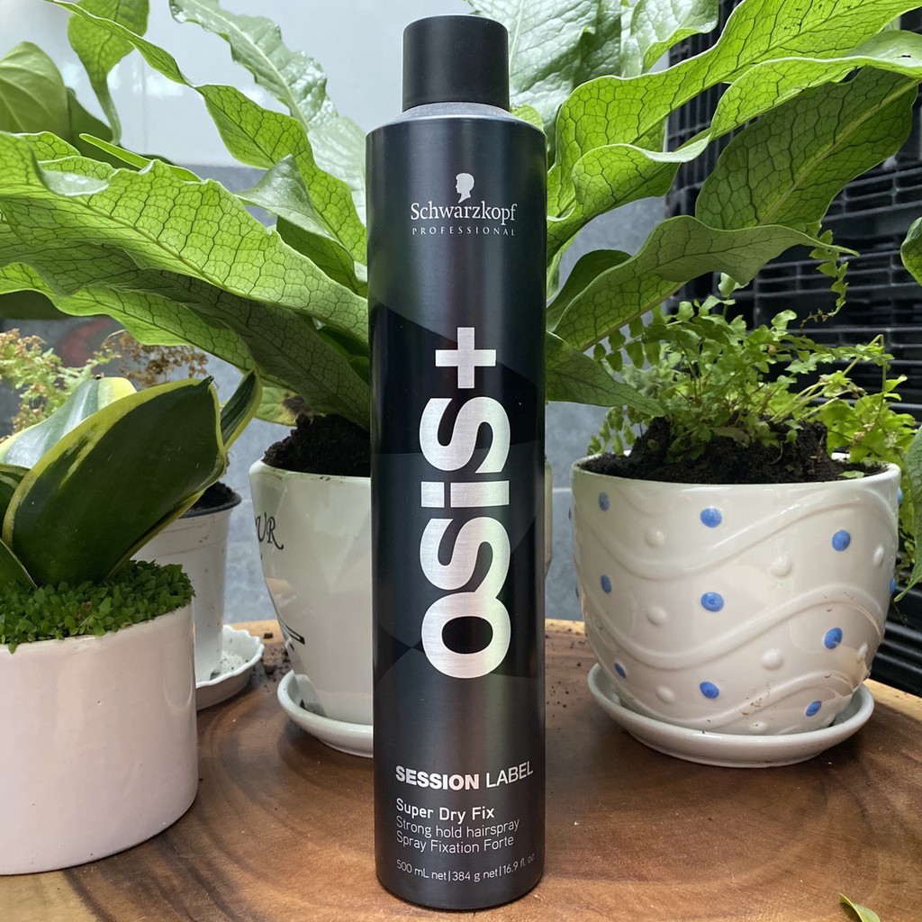 Gôm xịt tóc siêu cứng Osis+ Black Super Dry Fix Schwarzkopf 500ml ( Strong Hold Hairspray) ( New 2026 ) [ MK ]