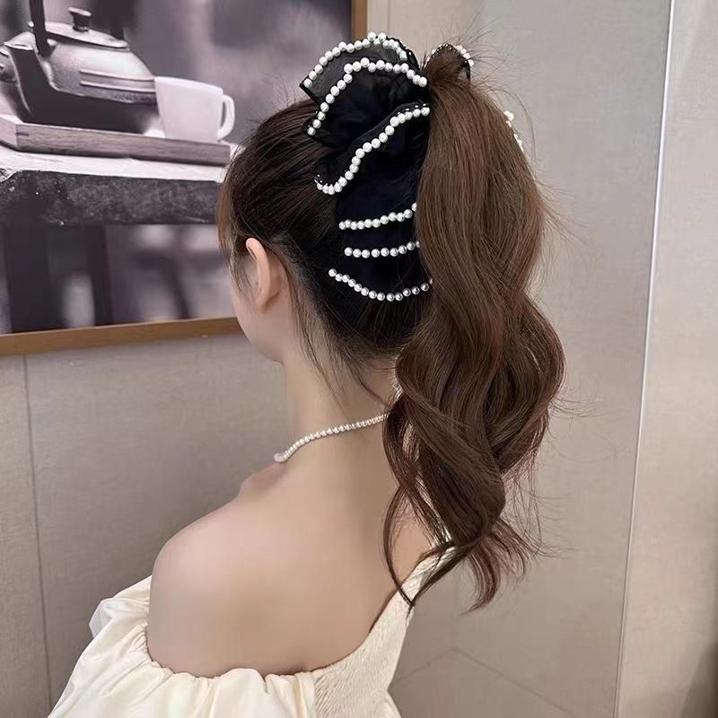 Kẹp Tóc Nơ Cổ Điển SS24, Mềm Mại Và Tăng Mọc Tóc, Dễ Phối Đồ Và Sành Điệu, Kẹp Cầm Nắm, Hàng Mới Về Women Hoa Xốp Cua