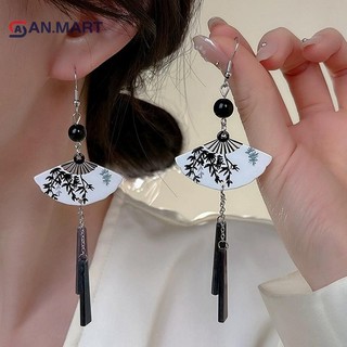 Bigdealssuper Trung Quốc Mực Quạt Mặt Dây Chuyền Bông Tai Nữ Thời Trang Sáng Tạo Dài sel Quốc Gia Bông Tai Trang Sức Quà Tặng Siêu