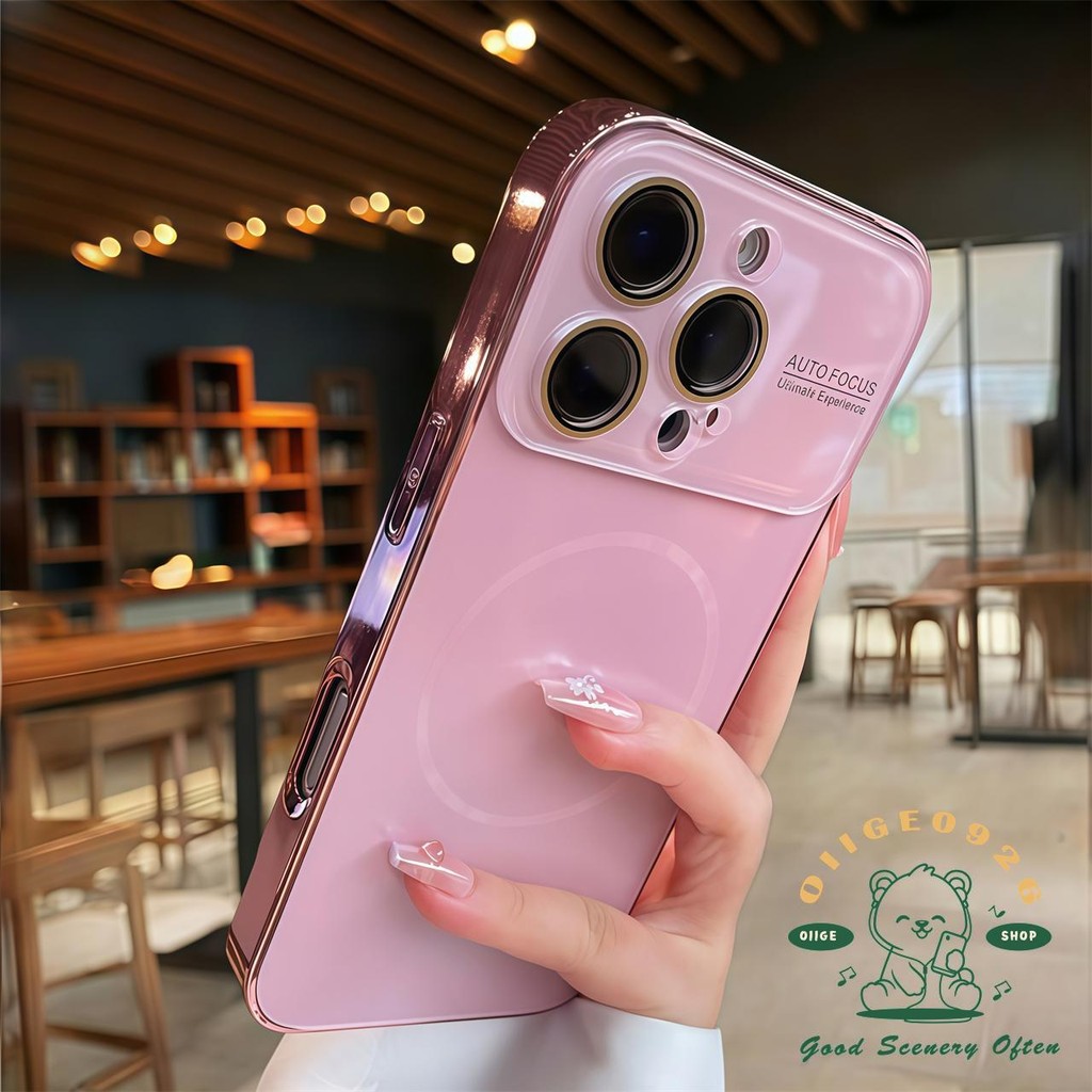 【 Ốp lưng iPhone17 】 Vỏ điện thoại từ tính mờ AG mạ màu cam iphone17 Pro Max 16 15 14 cho vỏ iPhone Vỏ mềm silicon TPU chống sốc