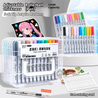 60 Chiếc Acrylic Bút Đánh Dấu Bộ Nhiều Màu Thẳng Chất Lỏng DIY Màu Bút Đầu Mềm Sấy Nhanh Sơn Màu Bút Nghệ Thuật Đồ Dùng Viết & Chỉnh Sửa Văn Phòng Phẩm