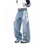 Quần Jean Nam TIANLESIWEI, Thiết Kế Graffiti Denim, Phom Chân Thẳng Rộng Hơi Loe