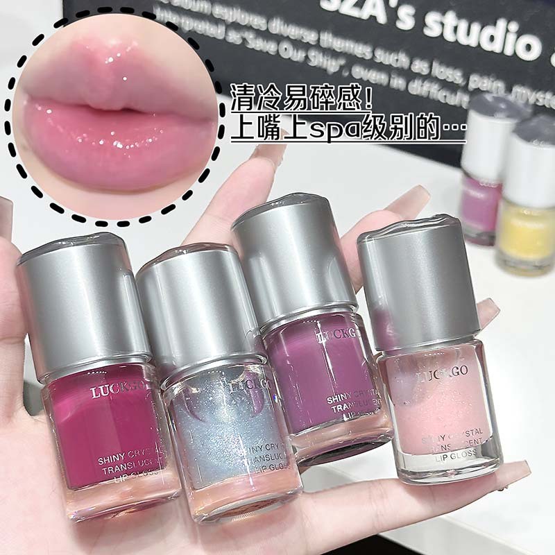 LUCKGO Shining Crystal Trong Suốt Son Bóng Dưỡng Ẩm Gương Dưỡng Ẩm Lớp Giả-Makeup Thu Đông Trang Điểm Làm Đẹp Son Môi