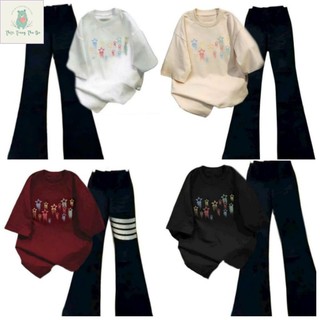 Tổng hợp các Sét Bộ Quần Ống loe  + mix áo phông form rộng tay lỡ- hình ngôi sao-