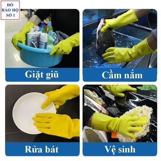 [10 ĐÔI] Bịch 10 đôi găng tay cao su Sắc Cầu Vồng dài 32cm size L, M, S. găng tay rửa bát, rửa chén