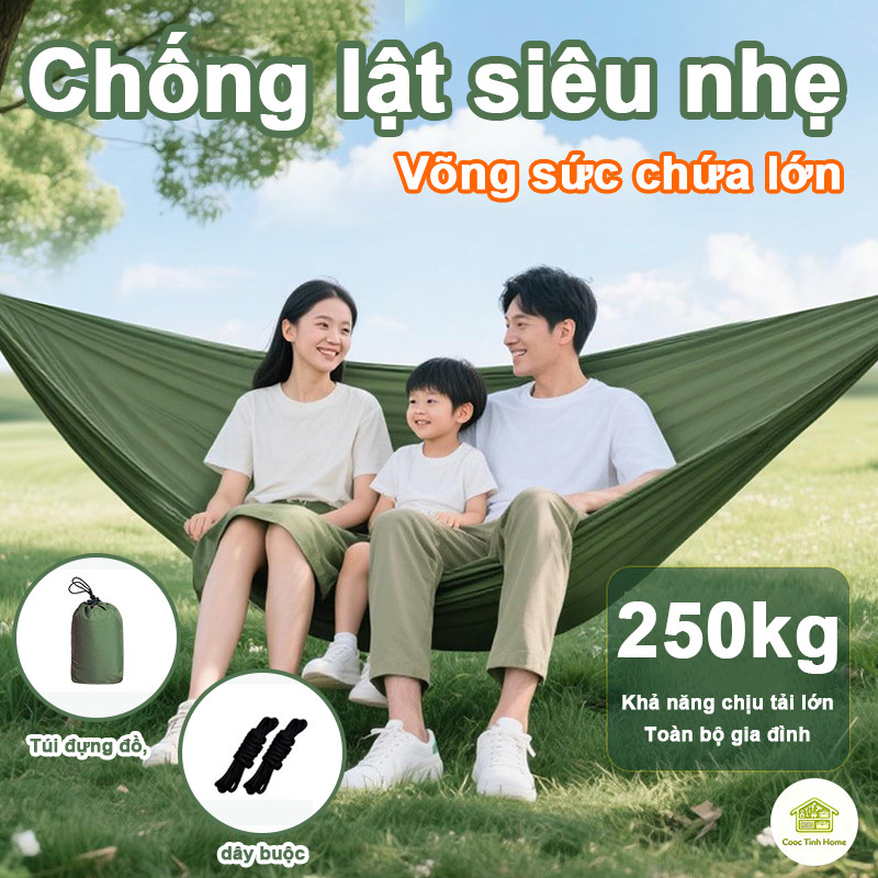 Võng Du Lịch Camping Ngoài Trời – Võng Vải Canvas Gấp Gọn, Siêu Bền, Thoáng Mát, Dã Ngoại Cắm Trại / Câu Cá