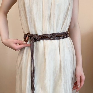 Hạt gỗ Boho với dây gai dầu - Phụ kiện thời trang đơn giản gồm dây nịt và vòng cổ