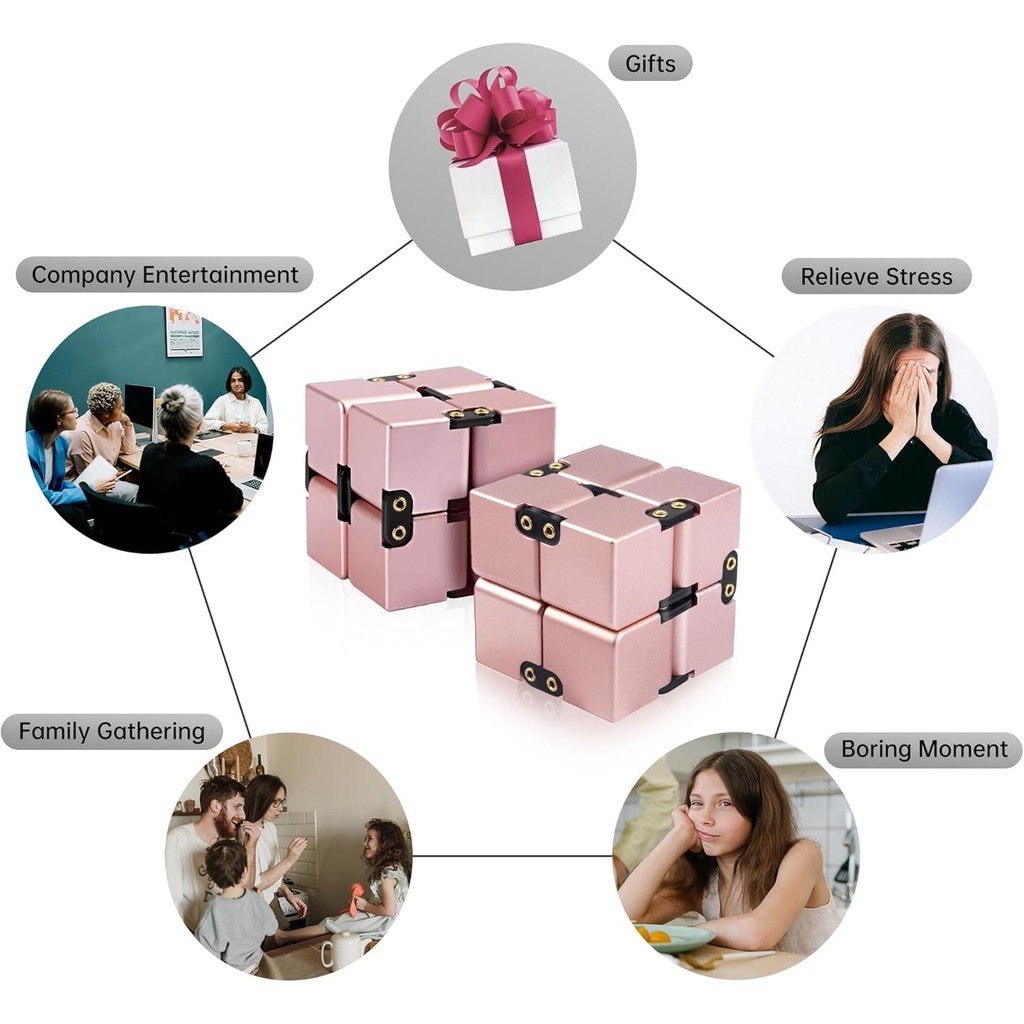 Cube Metal Infinity Cube Khối hợp kim nhôm Khối lập phương Thực hành ngón tay Giảm căng thẳng Quà tặng văn phòng Bạc