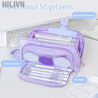 Hilivn Túi Đựng Bút Dụng cụ sắp xếp lưu trữ cầm tay bằng nhựa PVC và vải 3 ngăn di động có vị trí chèn để đi du lịch