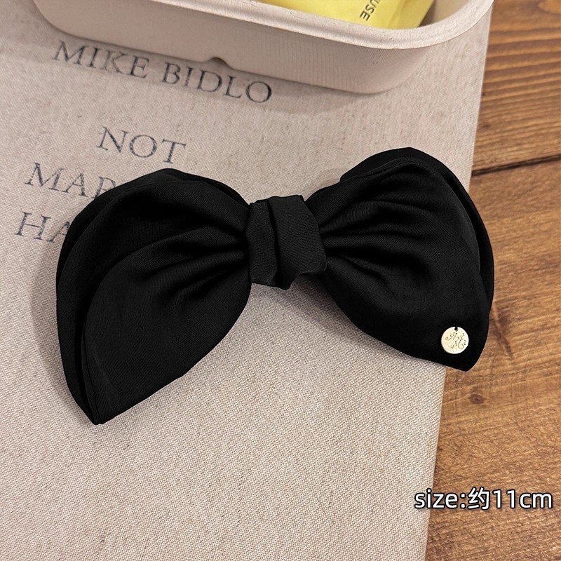 Kẹp tóc nơ Satin màu đen cho nữ Kẹp chuối
