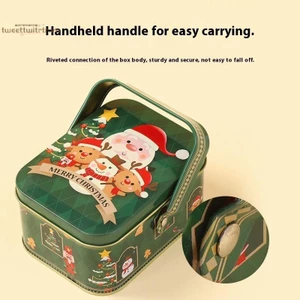 TRTR Hộp Quà Tặng Thiếc Giáng Sinh Dễ Thương Sắt Có Tay Cầm Hộp Kẹo Kim Loại Tinh Tế Ông Già Noel Tinplate Hộp Kẹo VN