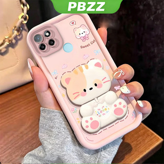 Ốp Lưng Cho Realme C21Y C25Y C21 Vỏ Điện Thoại Vỏ Mềm Silicon Chống Sốc Thiết Kế Mới Thẩm Mỹ Có Giá Đỡ 360° Gương trang điểm mèo dễ thương cho bé gái JTXMMZJ