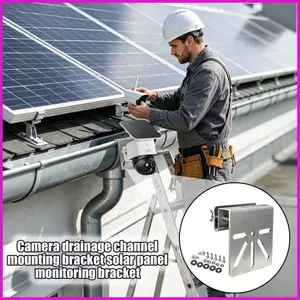 Gutter Camera Mount Thép không gỉ Hỗ trợ tường Giá đỡ máy ảnh an ninh cho máng xối Mái tường ngoài trời Nhà năng lượng mặt trời lyuvn