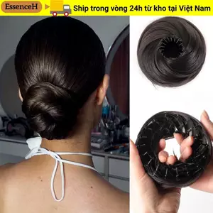 ESSENCEH Kẹp Tóc Trong Bun, Vòng Tròn Co Giãn Kẹp Tóc Tổng Hợp Phần Mở Rộng Tóc, Phần Mở Rộng Tóc Kết Cấu Thẳng Lộn Xộn Mini Donut Updo Kiểu Updo