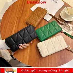 Ví đựng tiền xu DUSKGLOW, Ví dài bằng da PU, có dây đeo cổ tay có dây kéo Túi điện thoại nữ