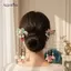 AqToCna Thanh Lịch Men Hoa Ngọc Trai sel Kẹp Tóc Trung Quốc Vintage Kẹp Tóc Cho Nữ Hàng Ngày Hanfu Mặc AqToCna