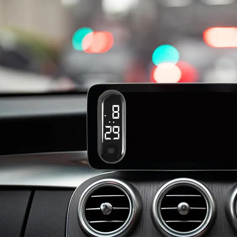 XE DASHBO CLOCK Đồng hồ kỹ thuật số LED Mini Điều khiển cảm ứng Phong trào chống nước Đơn giản Thời trang Hiển thị thời gian đa năng Trang trí nội thất ô tô