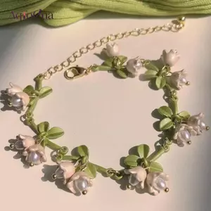 AqToCna Vintage Thiết Kế Pháp Mori Lily Của Thung Lũng Ngọc Trai Vòng Tay Handmade Trang Sức Thời Trang Rừng Series Vòng Tay Nữ Trang Sức AqToCna