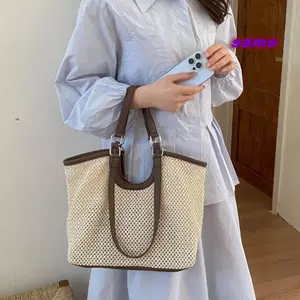 Túi đeo vai SAMO, Túi Tote dệt công suất lớn mùa xuân hè, Túi Tote thời trang đi biển kỳ nghỉ đô thị phong cách tối giản Túi rỗng