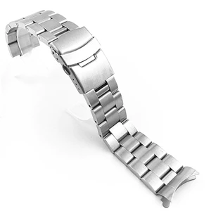 Dây đồng hồ thép không gỉ 00985/SKX007/009, dây ba hạt lặn, dây thép đặc, giao diện cong, 18/19/20/21/22/23/24mm, dây thép đen chải, phụ kiện thay thế