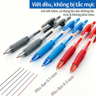 Bút gel ngòi 0.5mm đen xanh đỏ có đệm tay viết êm không mỏi nhanh khô cho học sinh văn phòng giá tốt