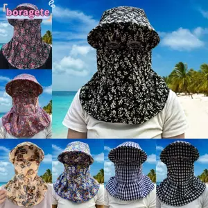 Mũ chống nắng mặt BORAGETE, Mũ làm việc hái trà thoáng khí vành rộng, Thời trang nhẹ Bọc toàn bộ chống tia cực tím Mũ ngư dân Mùa hè ngoài trời
