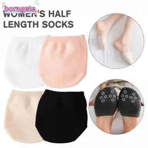 Tất nửa vô hình BORAGETE, Tất nữ ẩn bằng vải Cotton nguyên chất, Tất nửa chân phía trước chống trượt bằng silicon