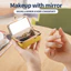 Túi Đựng Tiền Mini WANYEDI, Có Gương Trang Điểm Da Son Môi, Hộp Bảo Quản Trang Sức Màu Trơn Cho Bé Gái