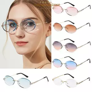IAPPORTUNIA Kính râm hình bầu dục Thời trang Bảo vệ UV400 Ống kính cắt không vành